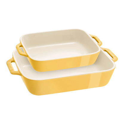 Staub Rectangular Baking Dish Set of 2, Citron