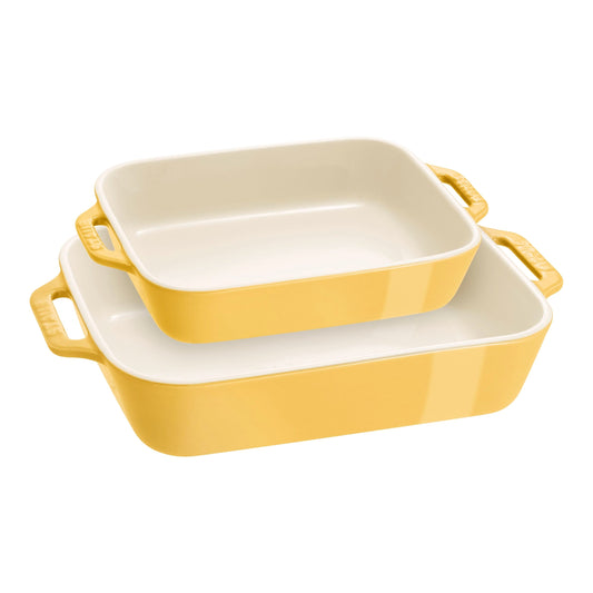 Staub Rectangular Baking Dish Set of 2, Citron