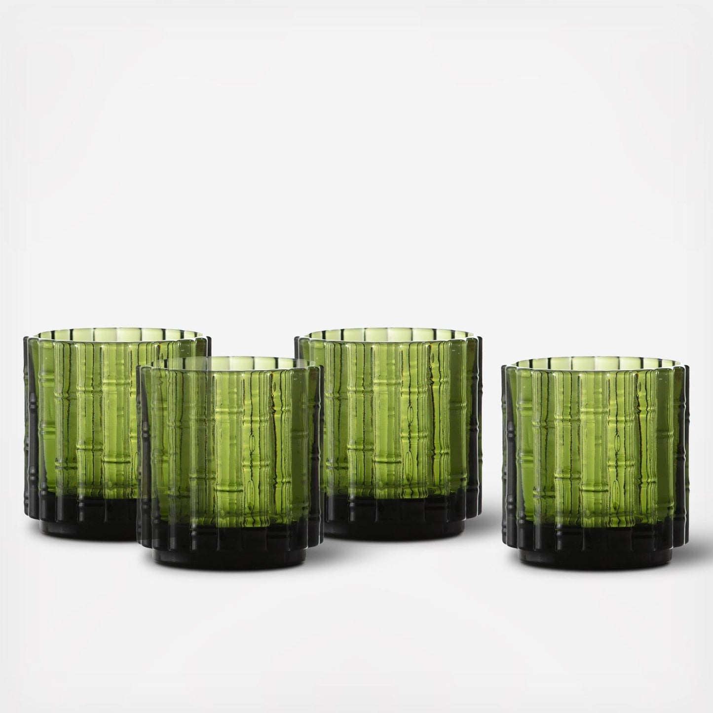 Mahalo Palm Green Double Old Fashioned Glass, Set of 4