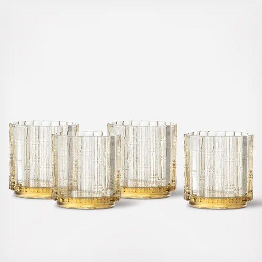 Mahalo Ginger Gold Double Old Fashioned Glass, Set of 4