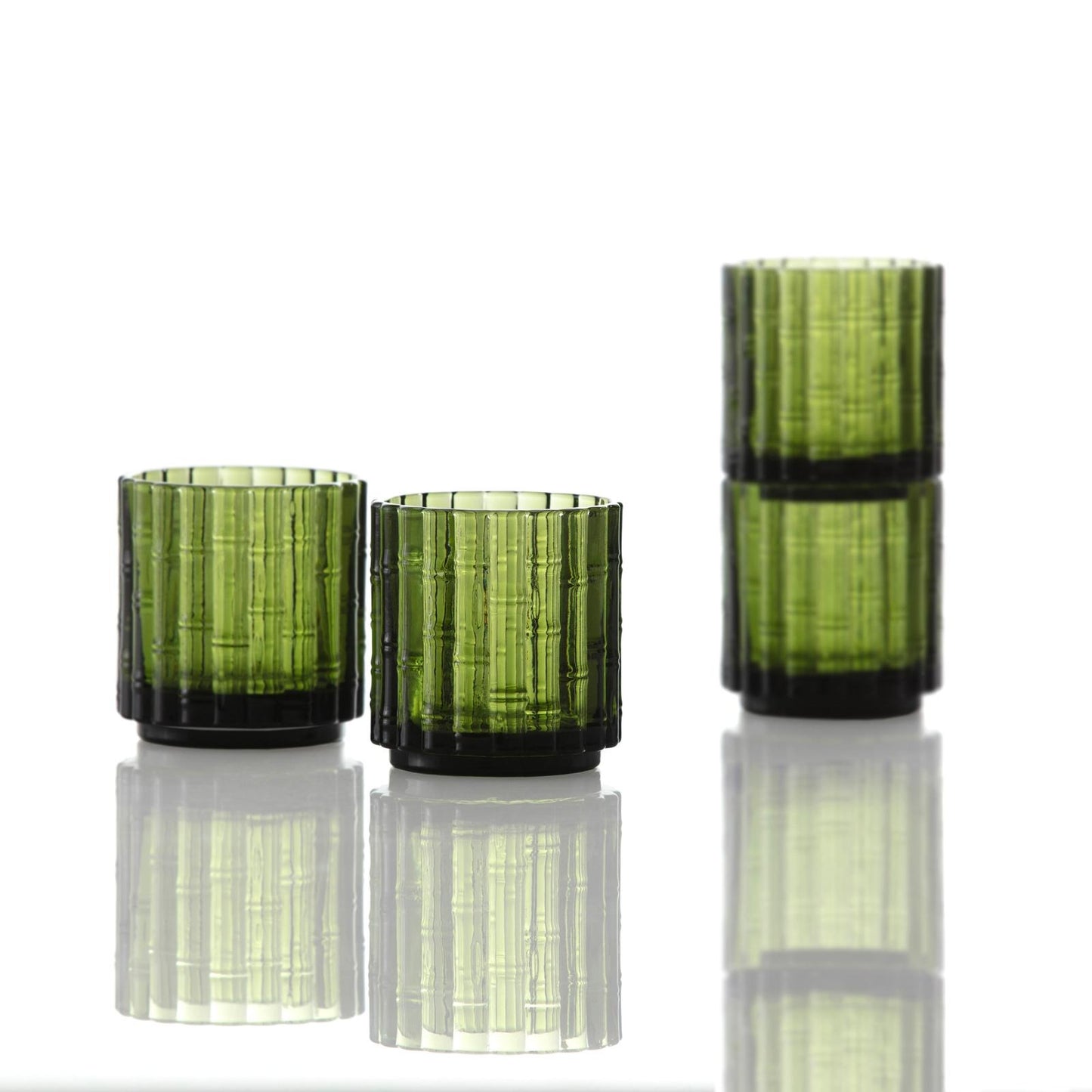 Mahalo Palm Green Double Old Fashioned Glass, Set of 4