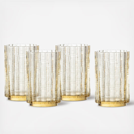 Mahalo Ginger Gold Iced Beverage Glass, Set of 4