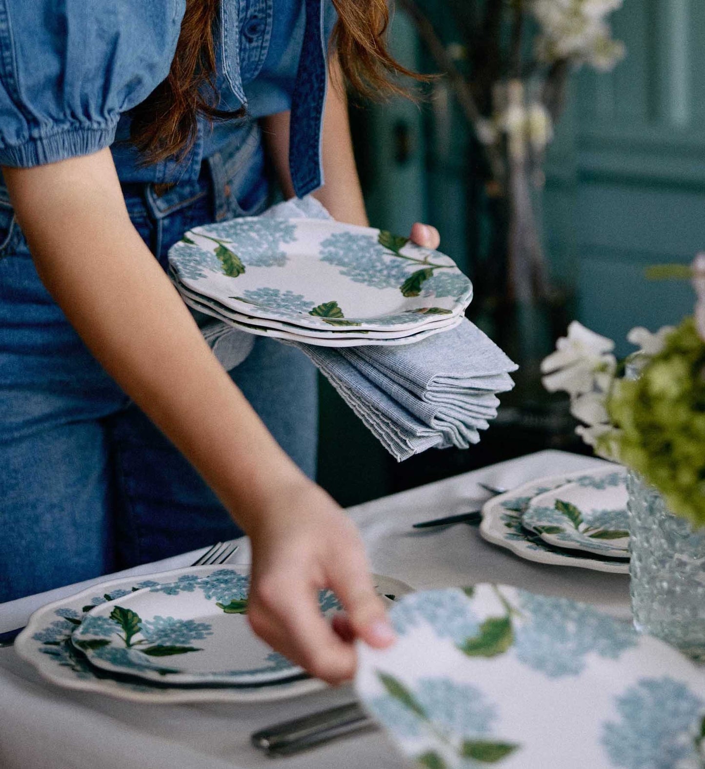 Hydrangea Melamine Dessert Plates