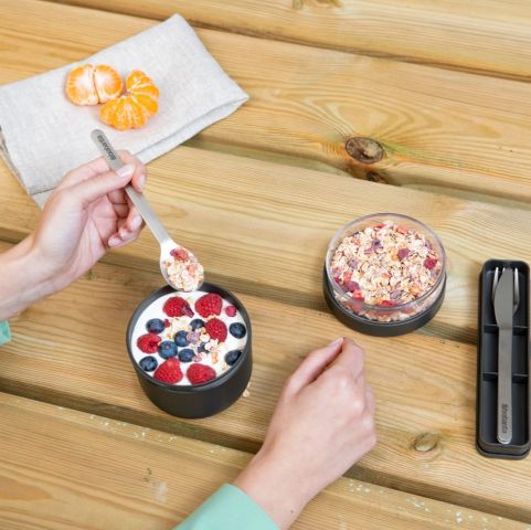 Make & Take Breakfast Bowl, 16.9 oz (0.5L), Plastic - Dark Gray