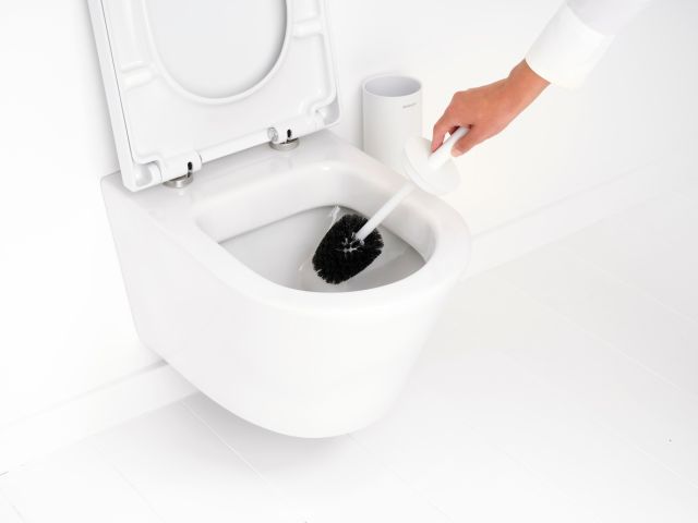 MindSet Toilet Brush and Holder, Mineral Fresh White