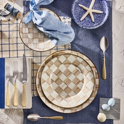 Mocha Check Dinner Plate