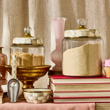 Mocha Check Small Kitchen Canister