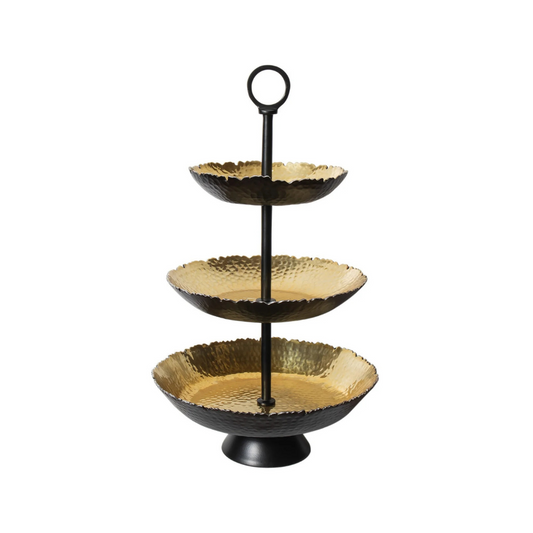 Munro Black & Gold Hammered 3 Tiered Server