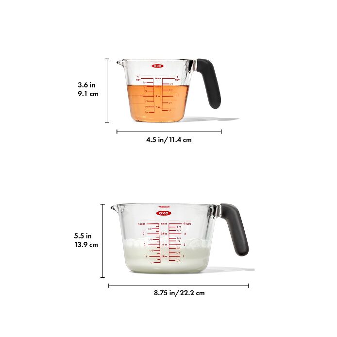 2-Cup and 4-Cup Glass Measuring Cup Set