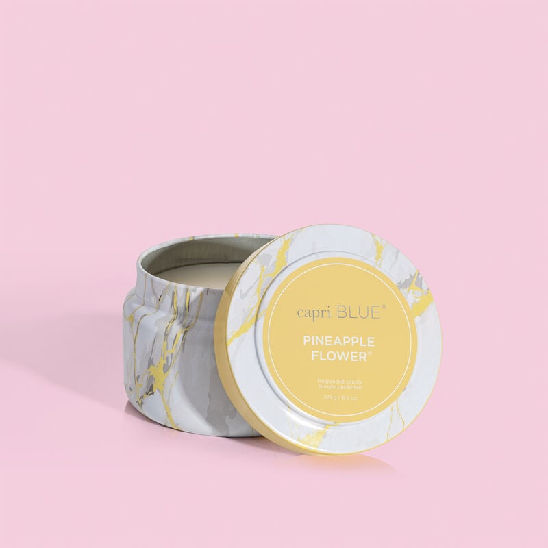 Pineapple Flower Modern Marble Printed Travel Tin, 8.5oz