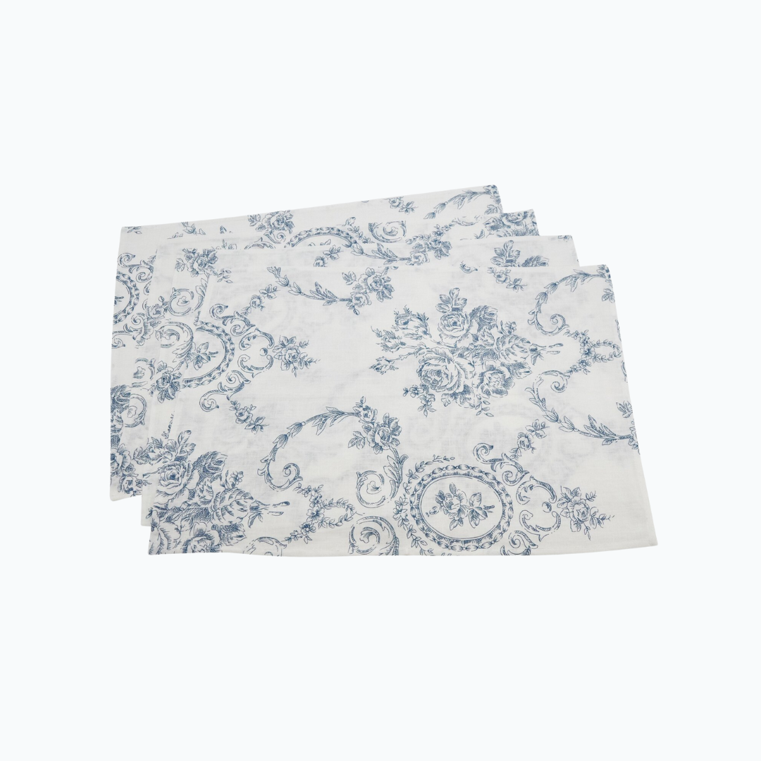 Toile Floral Placemat Indigo 14"x20"