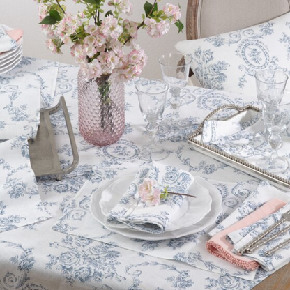 Toile Floral Placemat Indigo 14"x20"