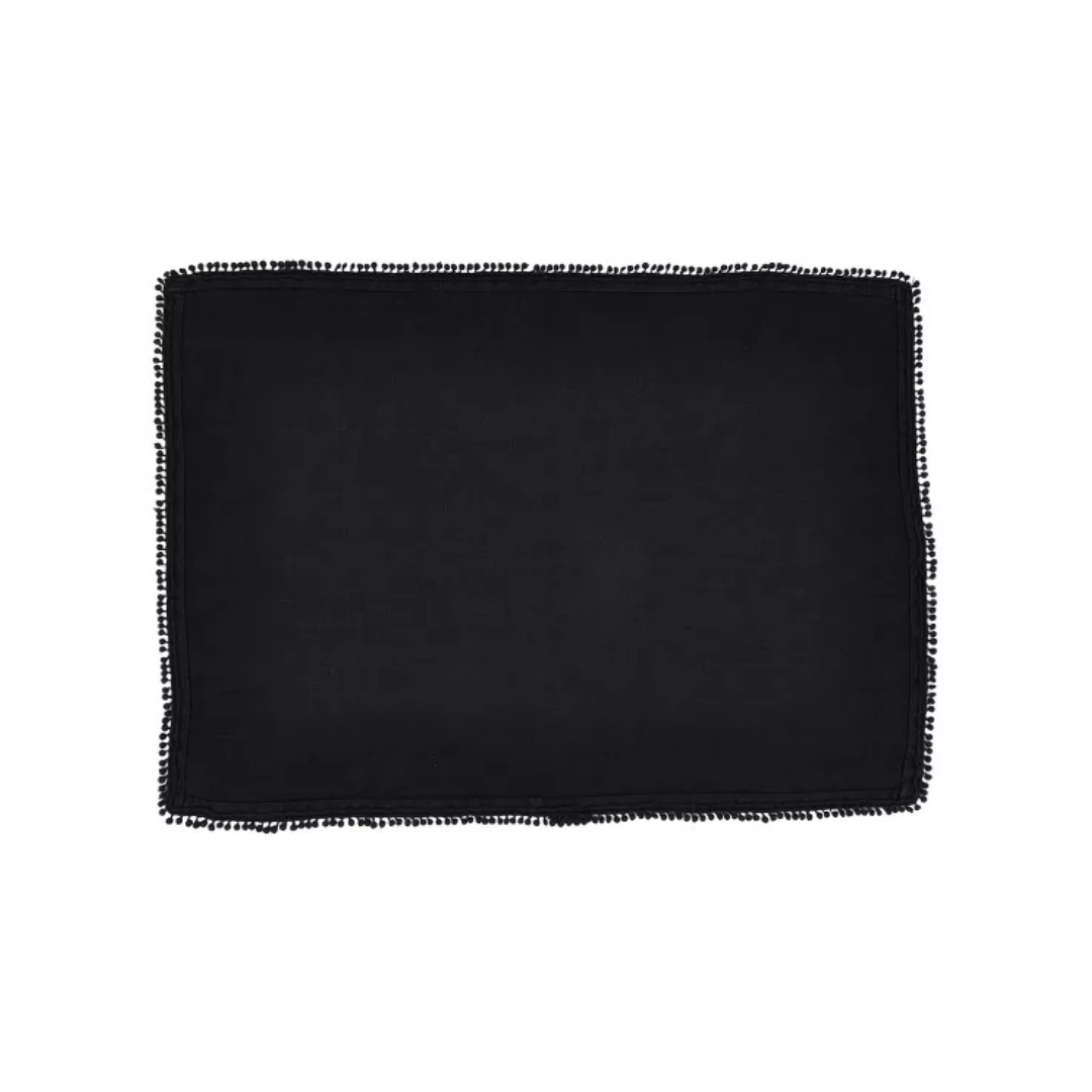 Pom Pom Design Placemat Black 14"x20"