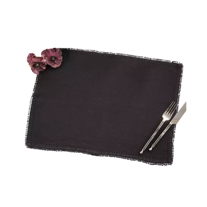 Pom Pom Design Placemat Black 14"x20"