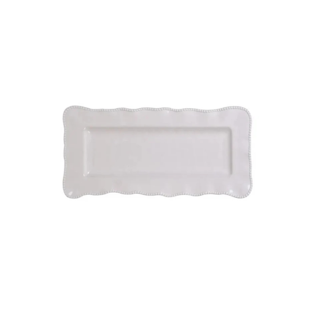 Perlette Cream Rectangular Platter 19 in x 9 in