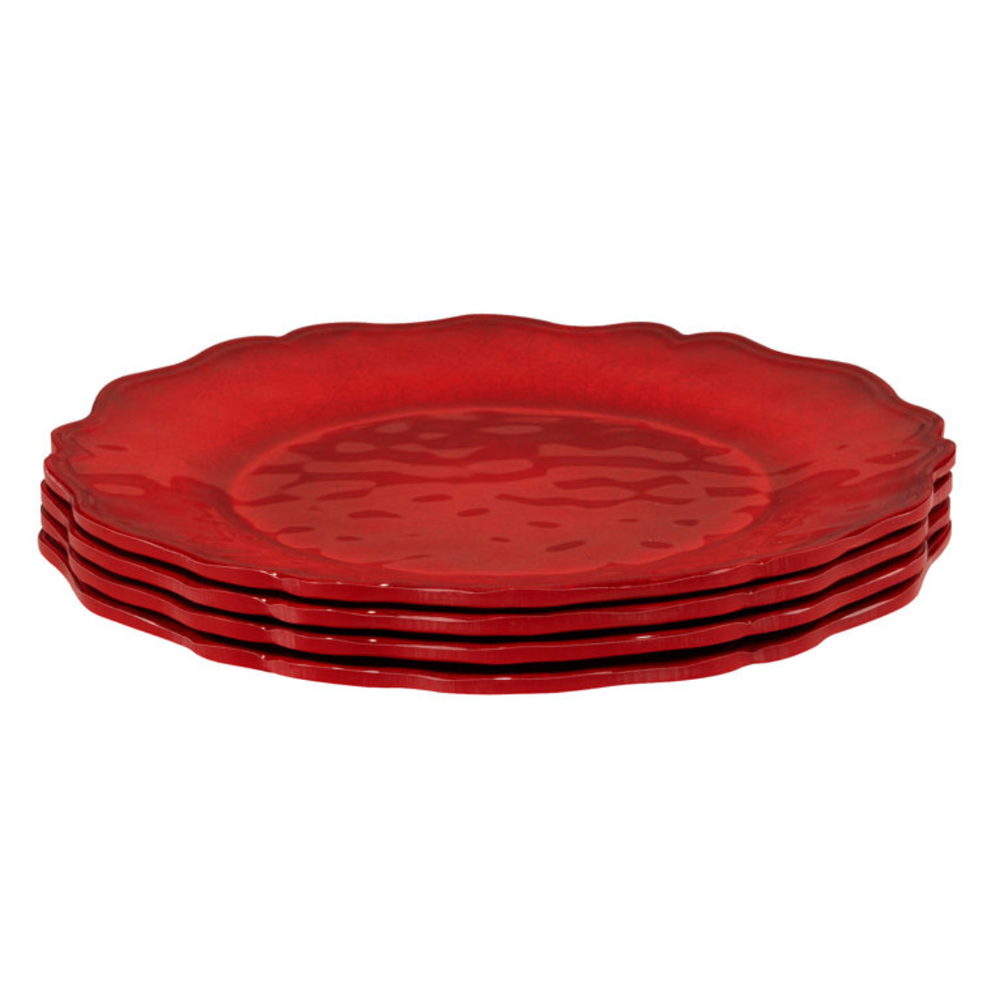 Red Crackle Melamine Dinner Plate 11in