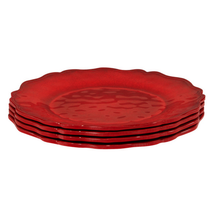 Red Crackle Melamine Dinner Plate 11in