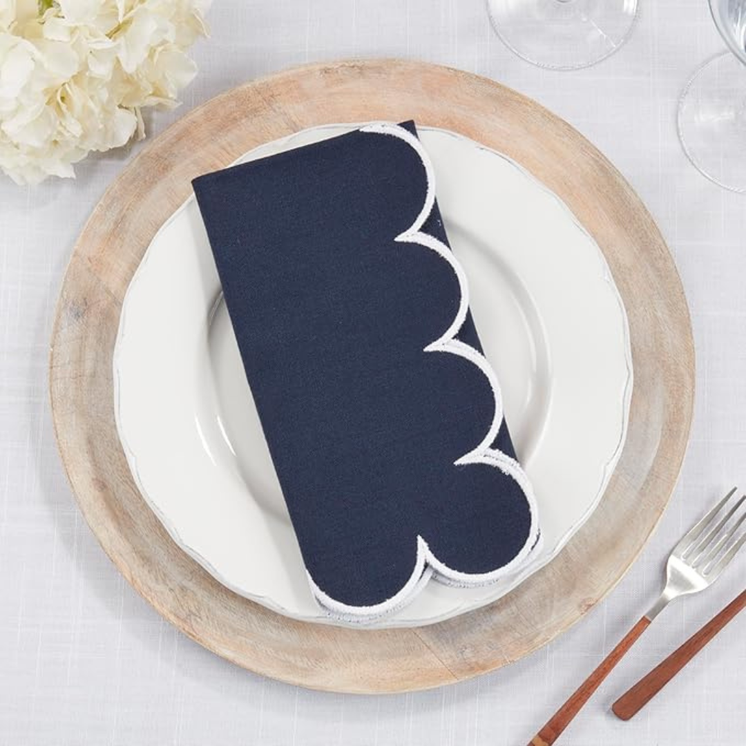 Scalloped Napkin Navy Blue 20"