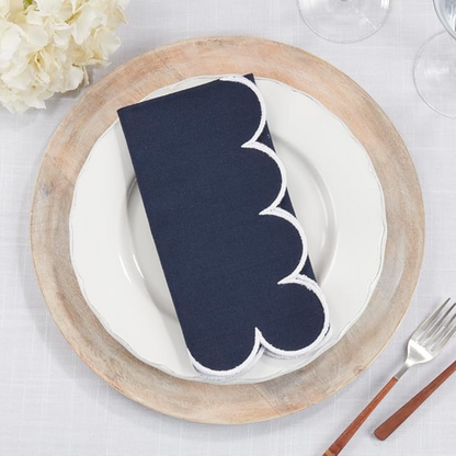 Scalloped Napkin Navy Blue 20"