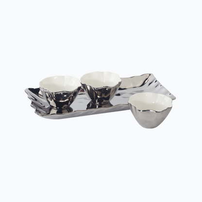 Silver Coast 4pc Tray and Condiment Bowls 14.25in x 6in