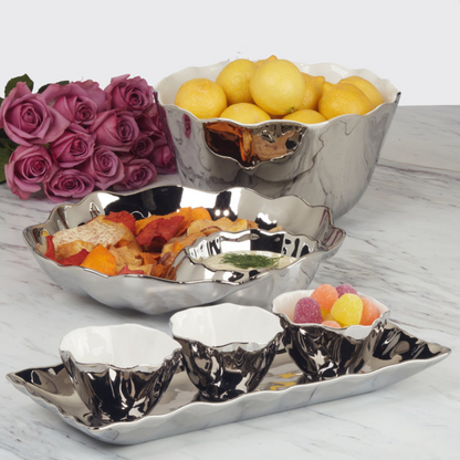 Silver Coast 4pc Tray and Condiment Bowls 14.25in x 6in