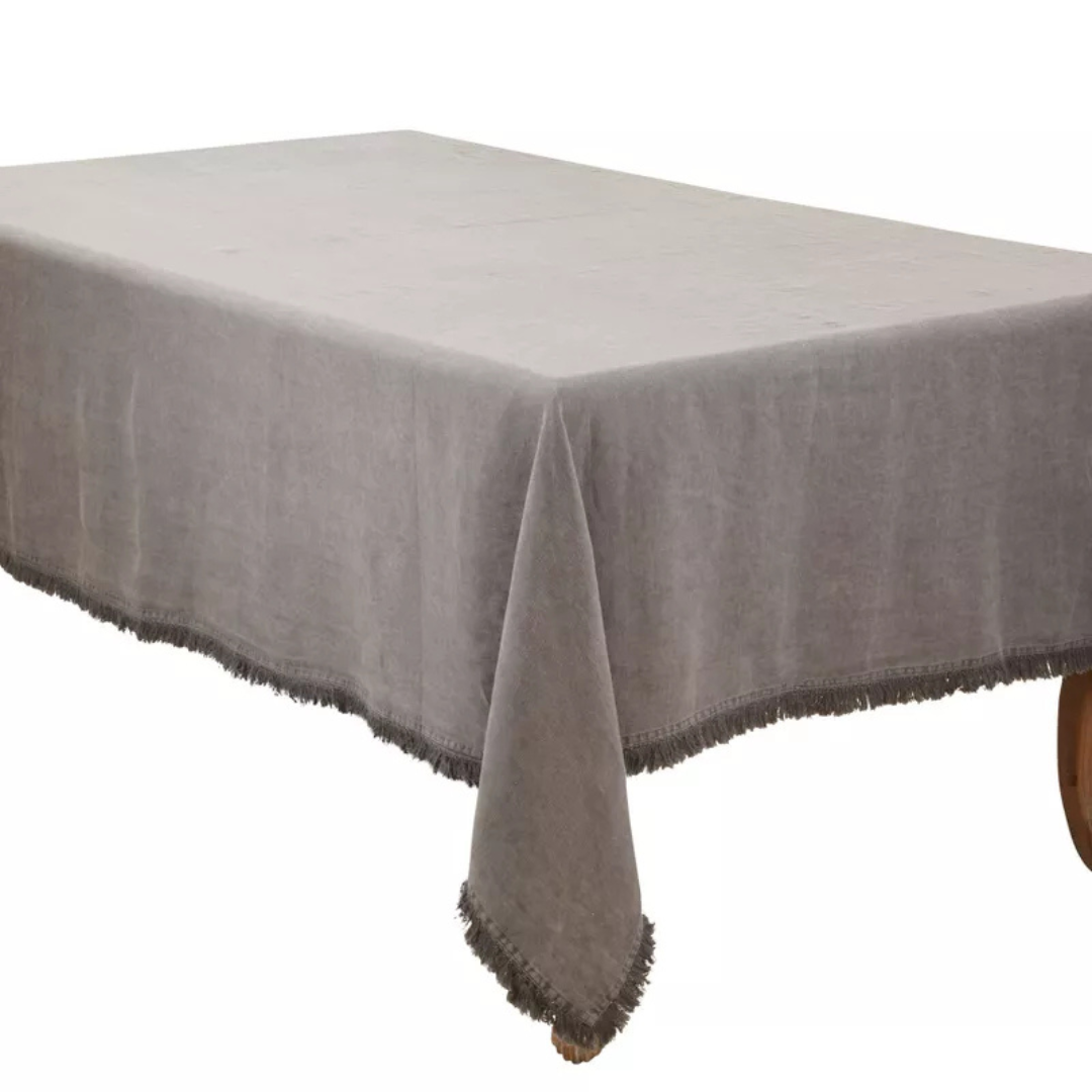 Stonewashed Fringe Tablecloth Slate 59"x102"