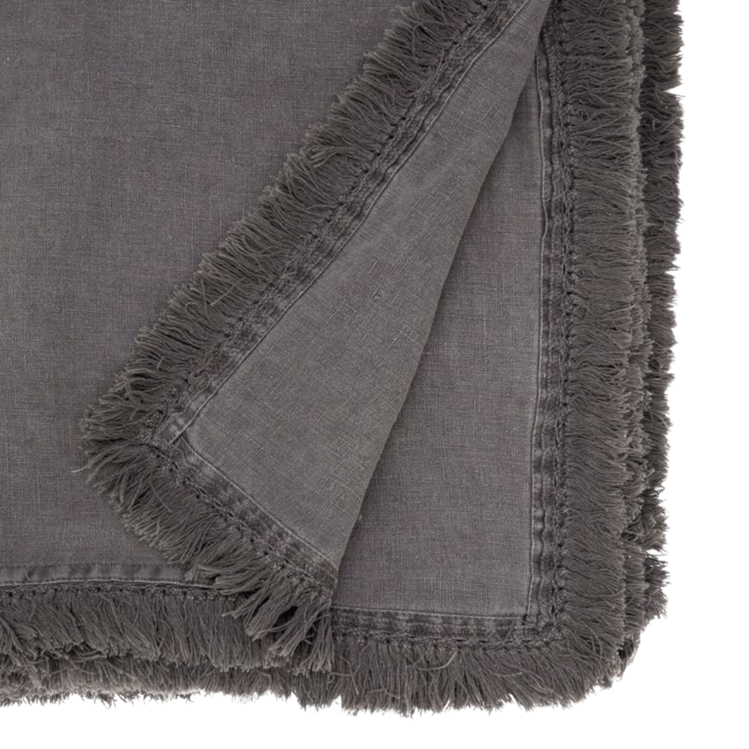 Stonewashed Fringe Tablecloth Slate 59"x102"