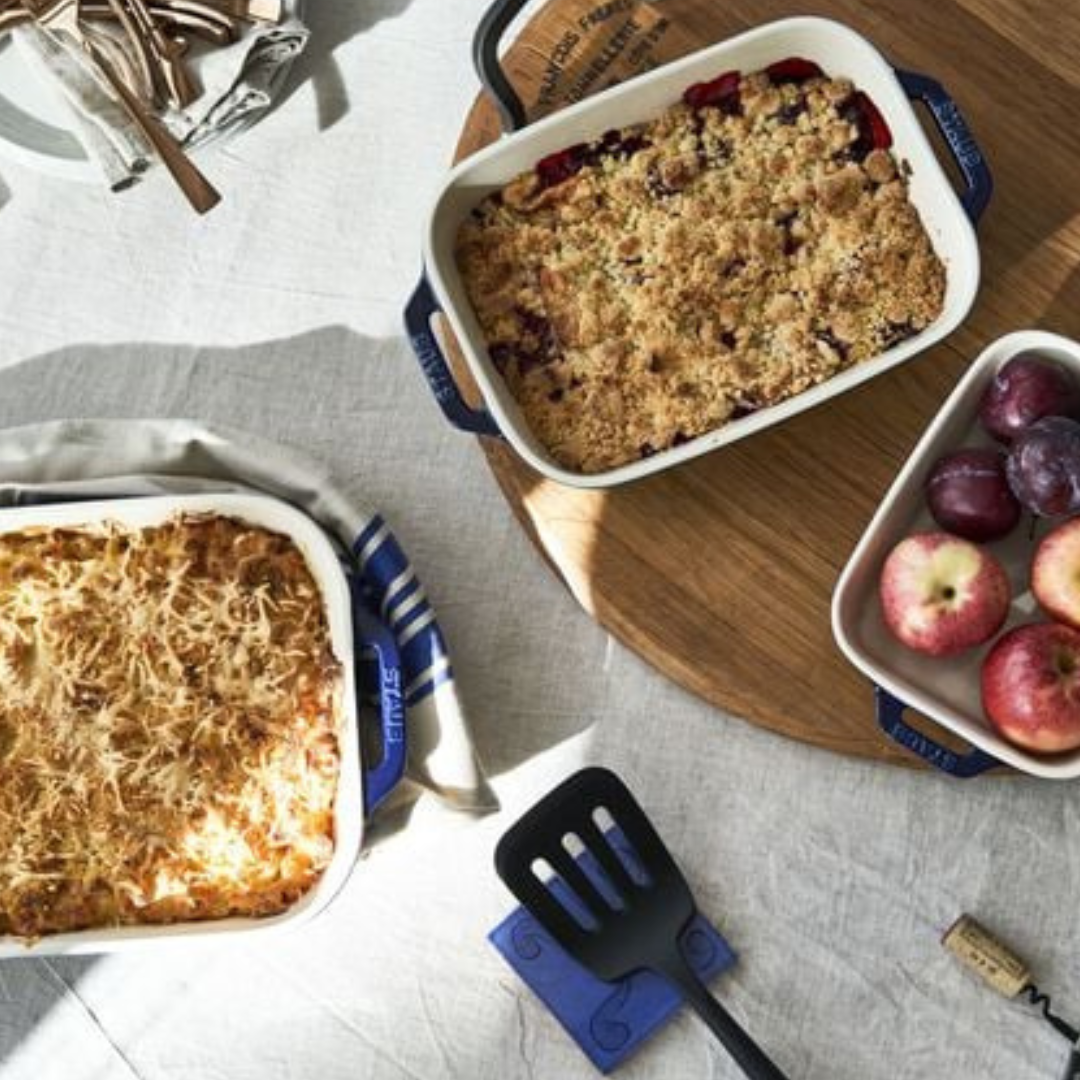 Staub Ceramic Rectangular Baking Dish 3 Piece Set - Dark Blue