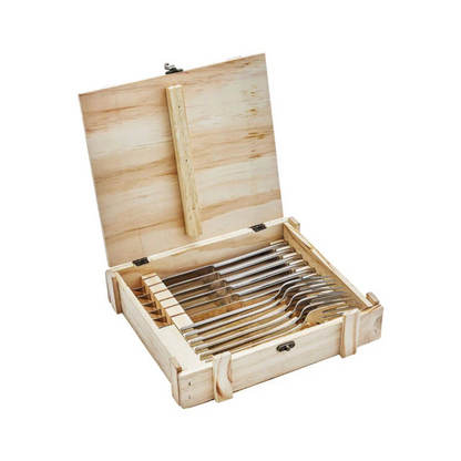 Steak Dinner Stainless Steel 12-Piece Set In Wood Presentation Box