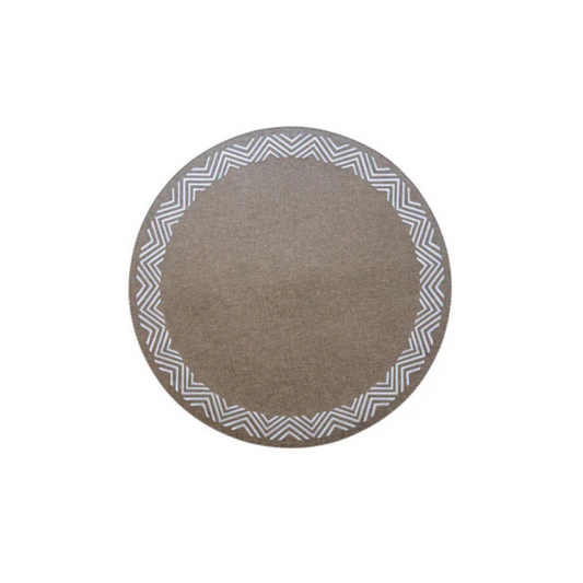 Tokyo Round Placemat with Tripple Zizag Embroidery - Linen Bronze