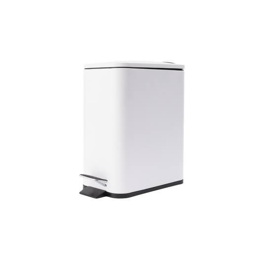 5L Metal Rectangle Step Bin - White