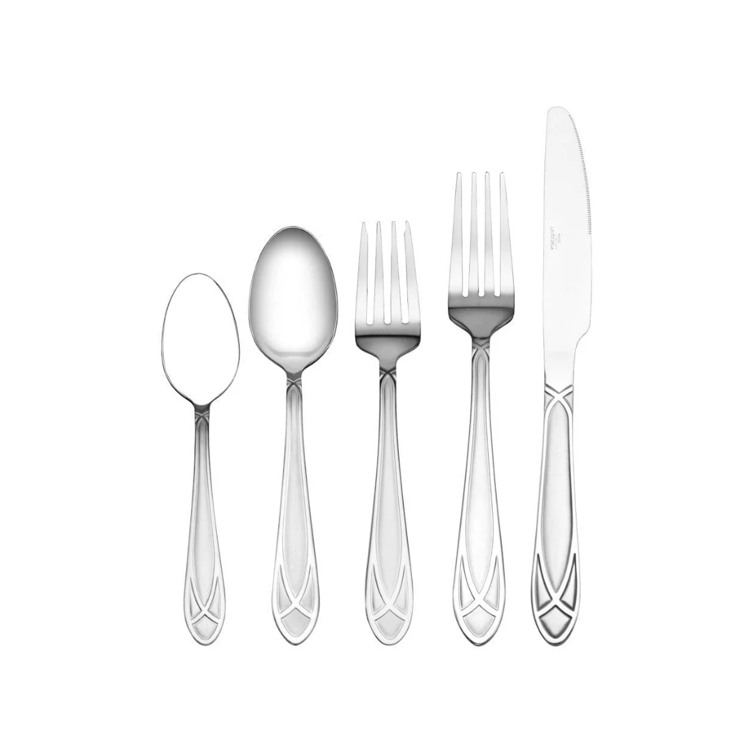 Mirage Frost 42 Piece Flatware Set with Wire Caddy, Service for 8